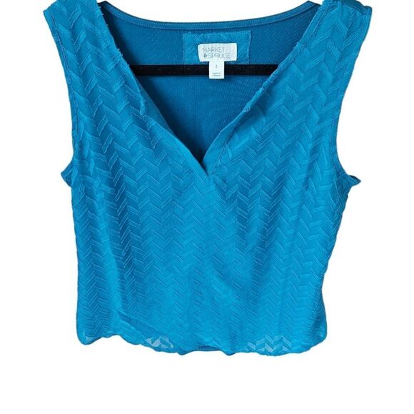 MARKET & SPRUCE Women's NEW Turquoise Geometric Print Sleeveless Tank Top S - Picture 6 of 15